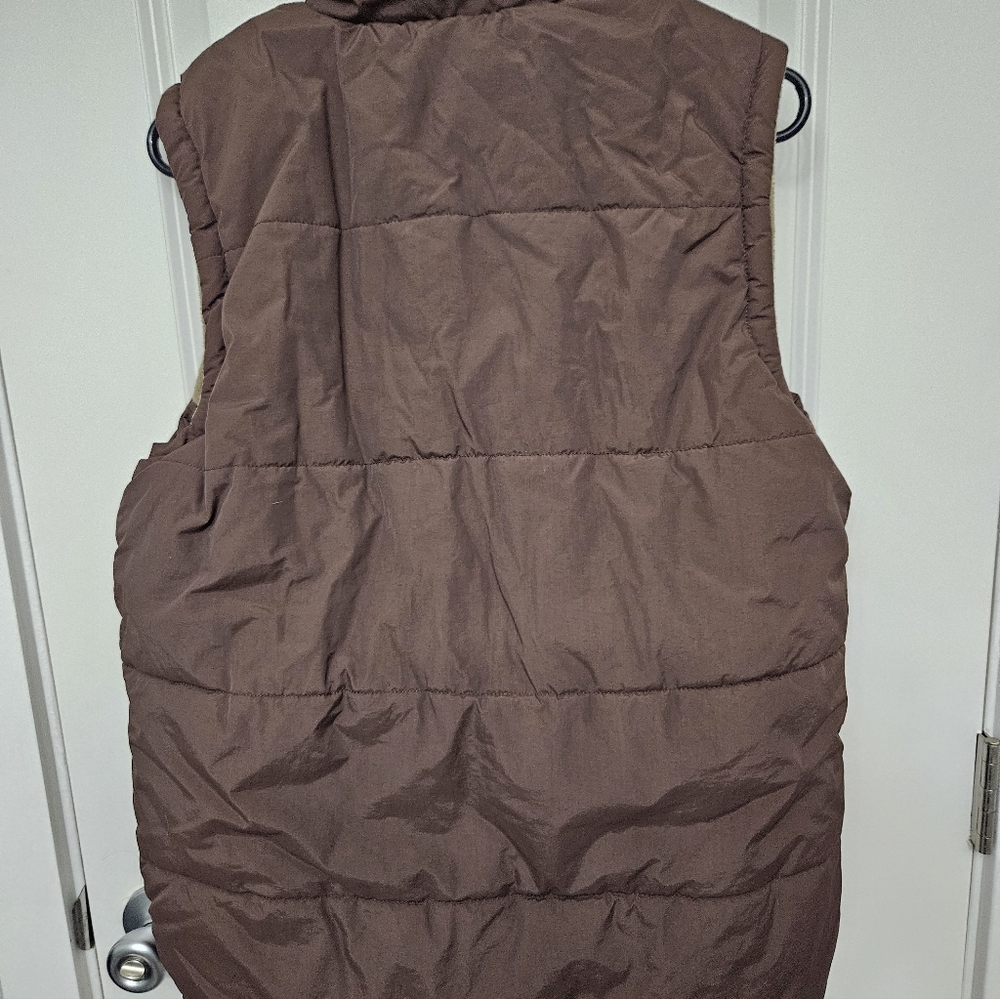 Womens Eddie Bauer Reversible Fleece Puffer Vest Brown Size 18/20 - Picture 4 of 9